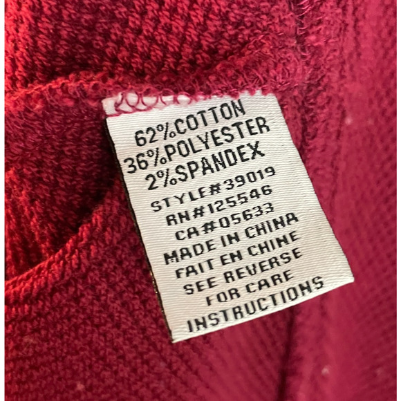 Women's XL Habitat Honeycomb Terry Pocket Burgundy Button Front Knit Cardigan - Picture 6 of 6